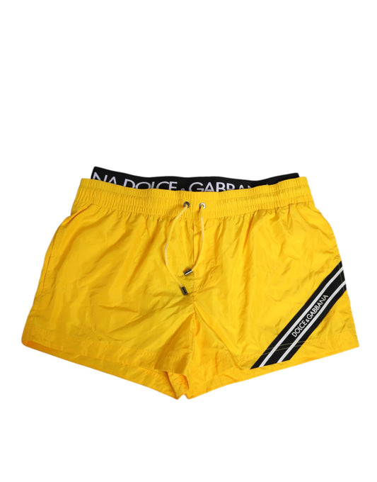 Costum de baie galben cu șnur pentru plajă, pantaloni scurți pentru bărbați
